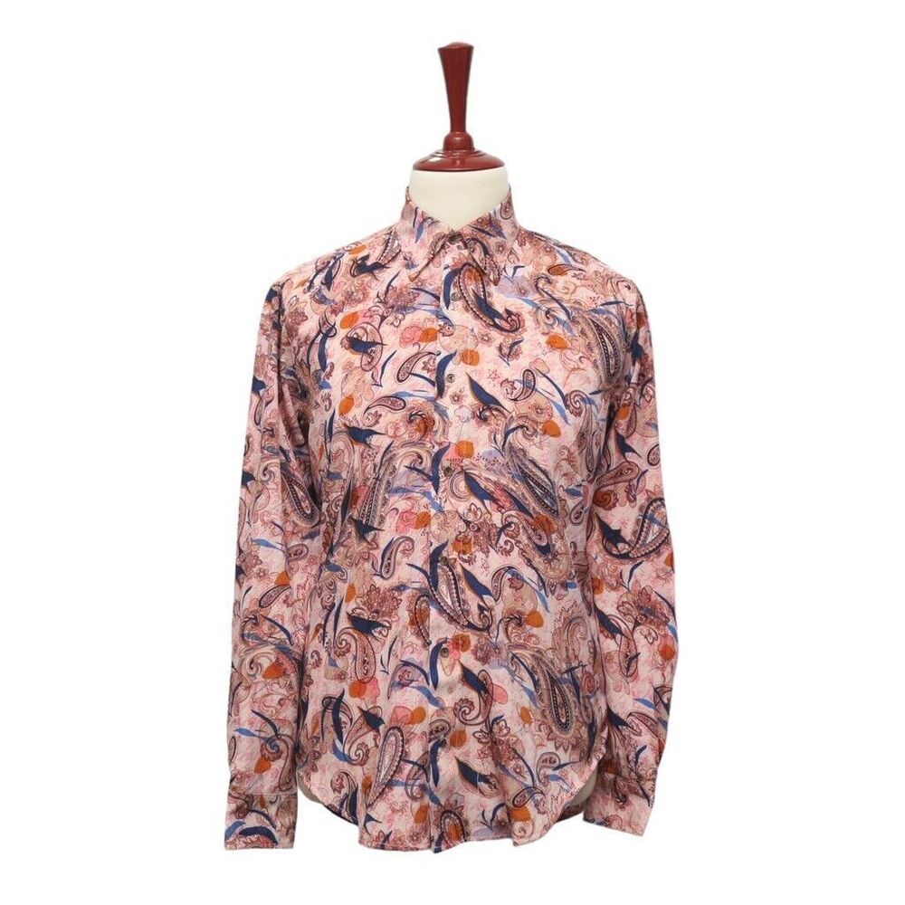 Mens Shirt Button Up Multicolor Paisley Abstract Casual Hawaiian Beach Medium